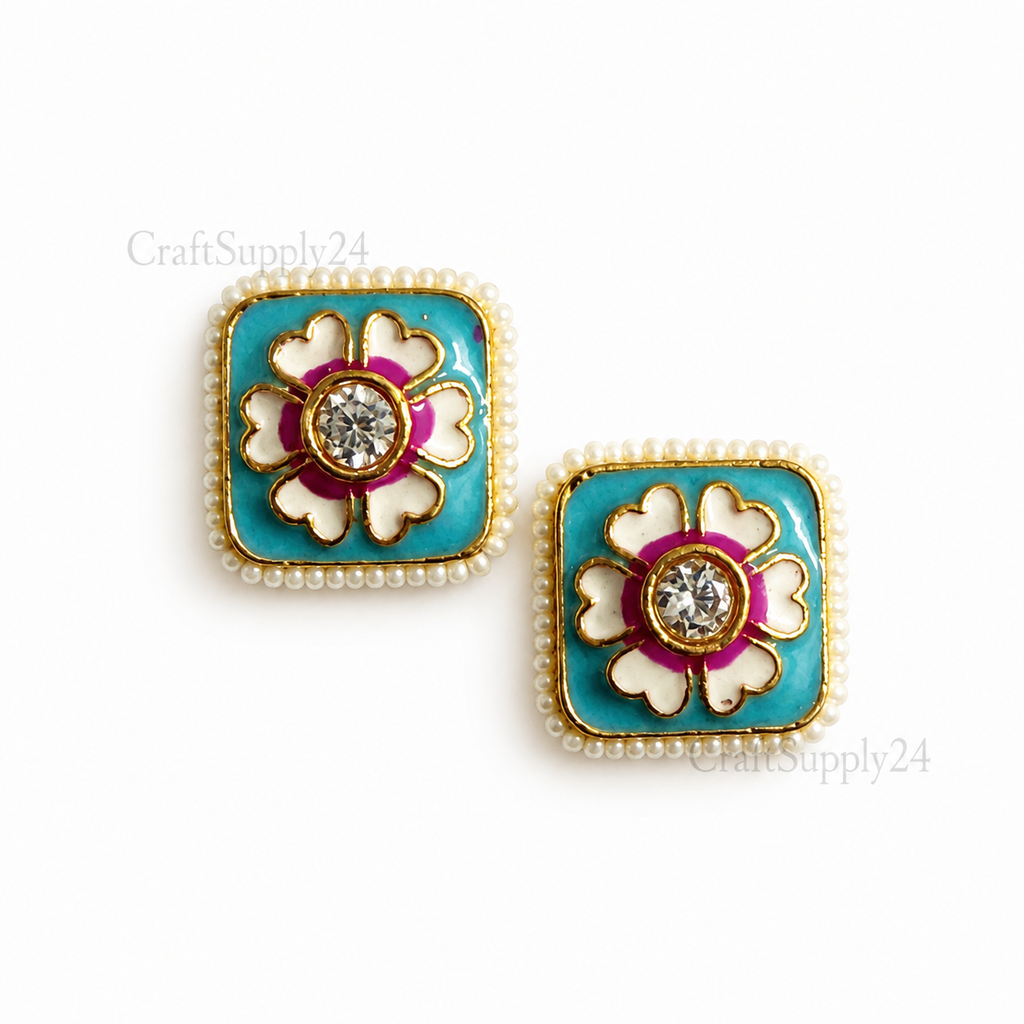 Kundan Rakhi charm square sky(CK025) - 1 Pcs