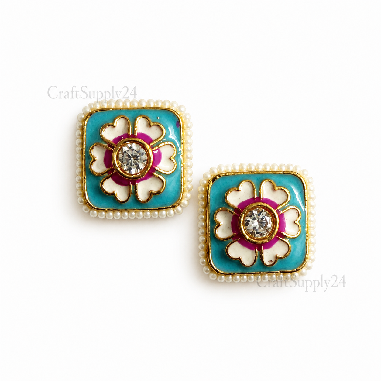 Kundan Rakhi charm square sky(CK025) - 1 Pcs