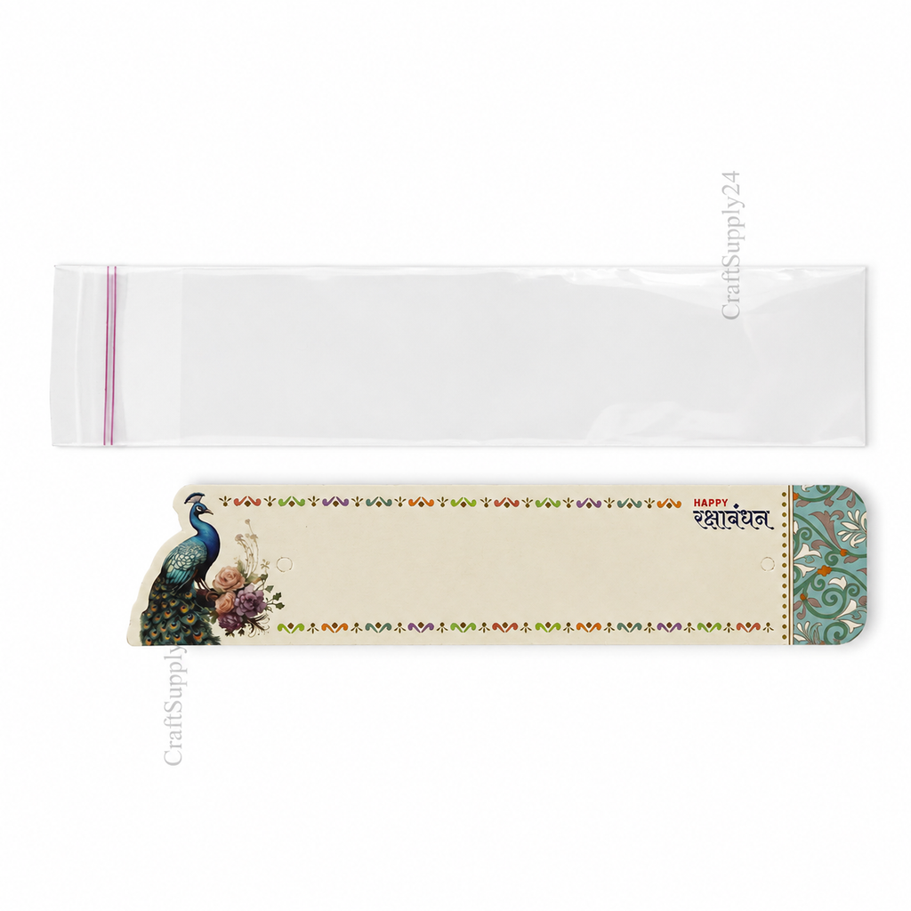 Rakhi Packing Strips/Cards with Plastic Bags (CK037) - 10 Pcs