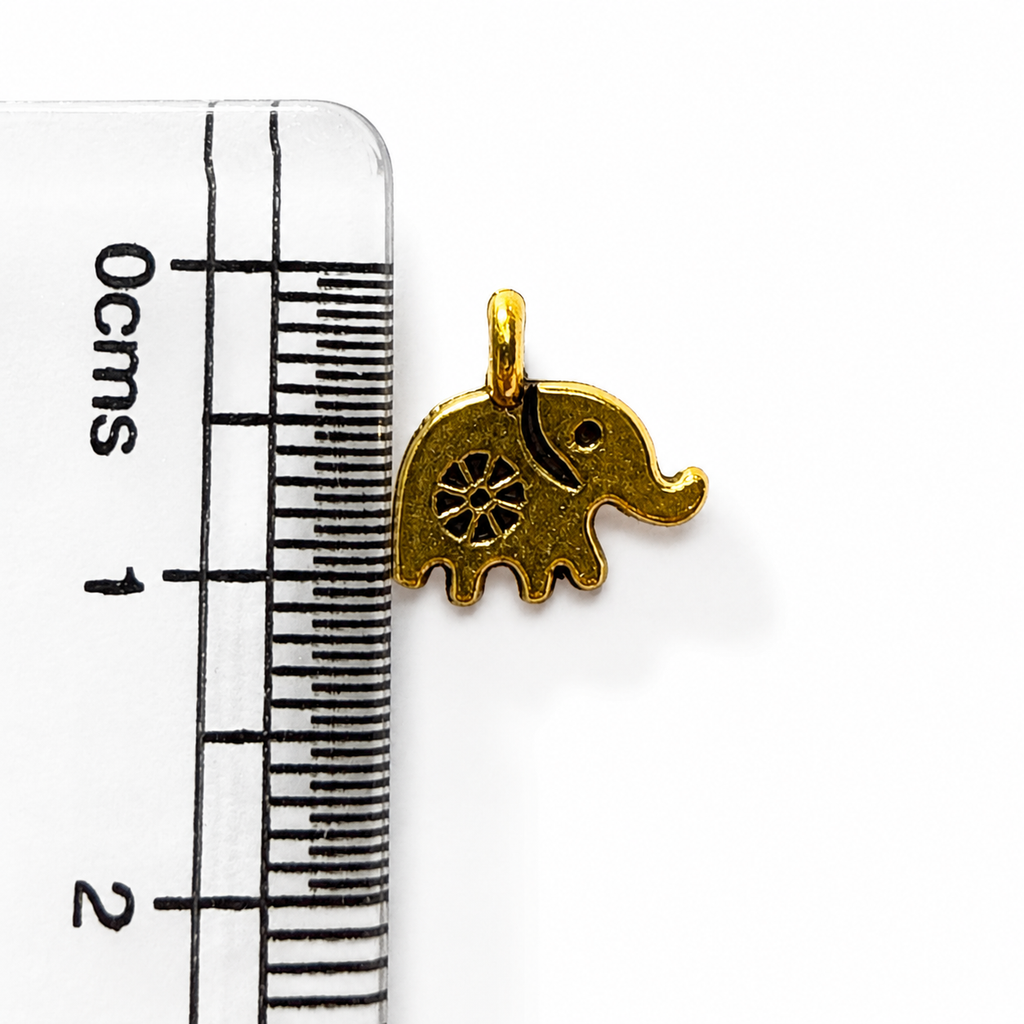 Elephant -Metal Gold Charm (CK047) - 6 Pcs