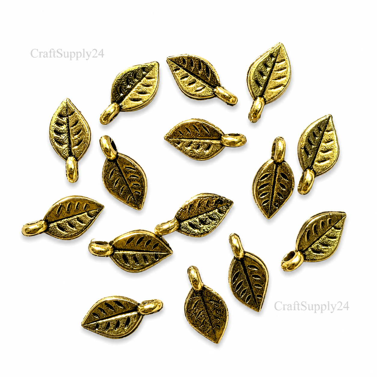 Leaf Rakhi Charm Metal Gold (CK048) - 15 Pcs