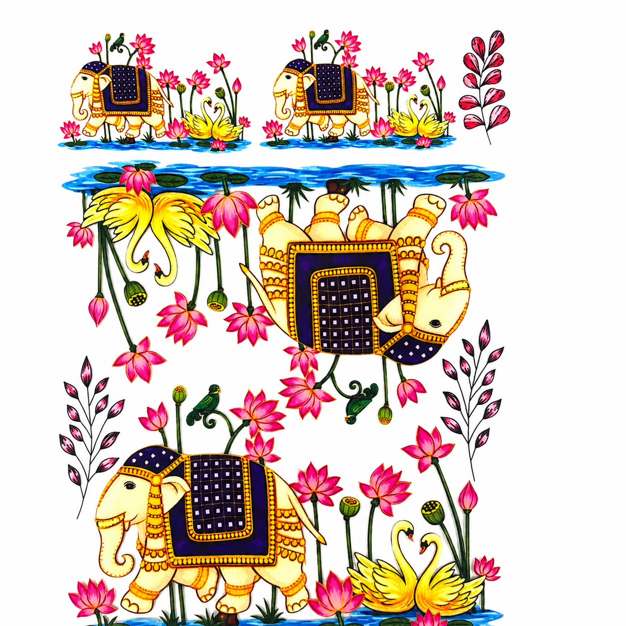 Pichwai Elephant UV DTF Sticker Sheet A6 Type A