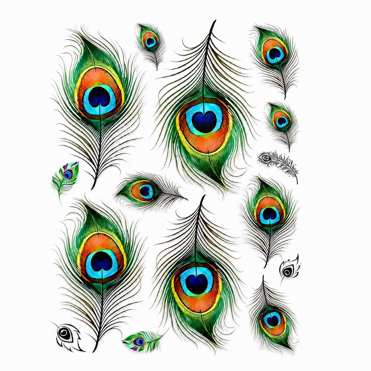 Feather 3D UV DTF Sticker Sheet A6