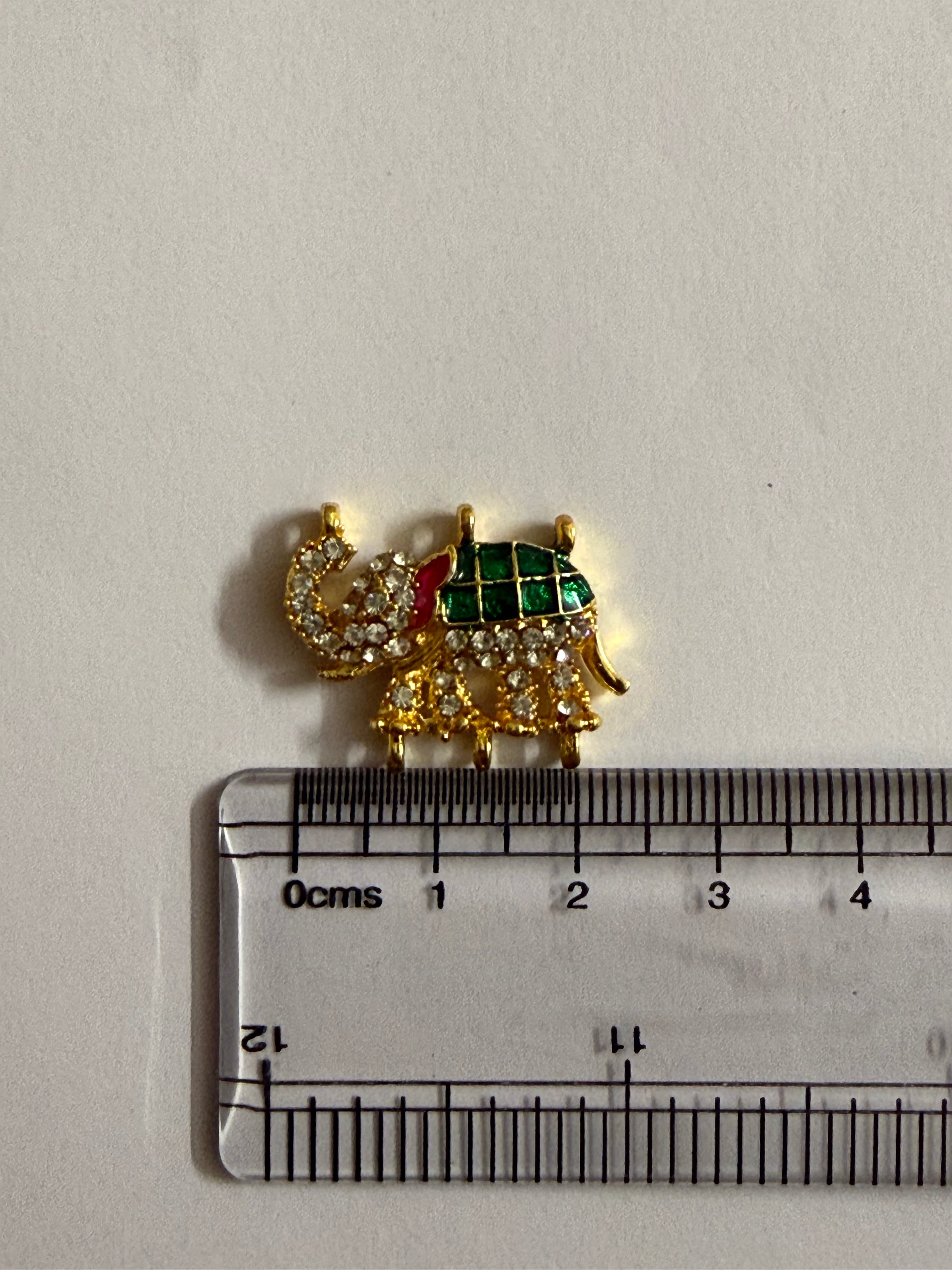 Green & Pink Elephant Meenakari with dimond Charm(CK023) - 2 Pcs