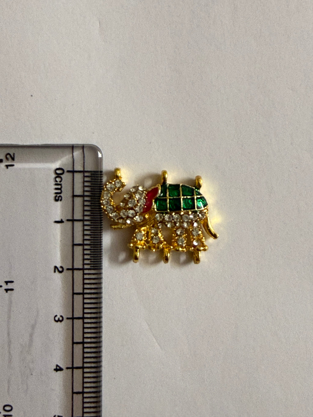 Green & Pink Elephant Meenakari with dimond Charm(CK023) - 2 Pcs