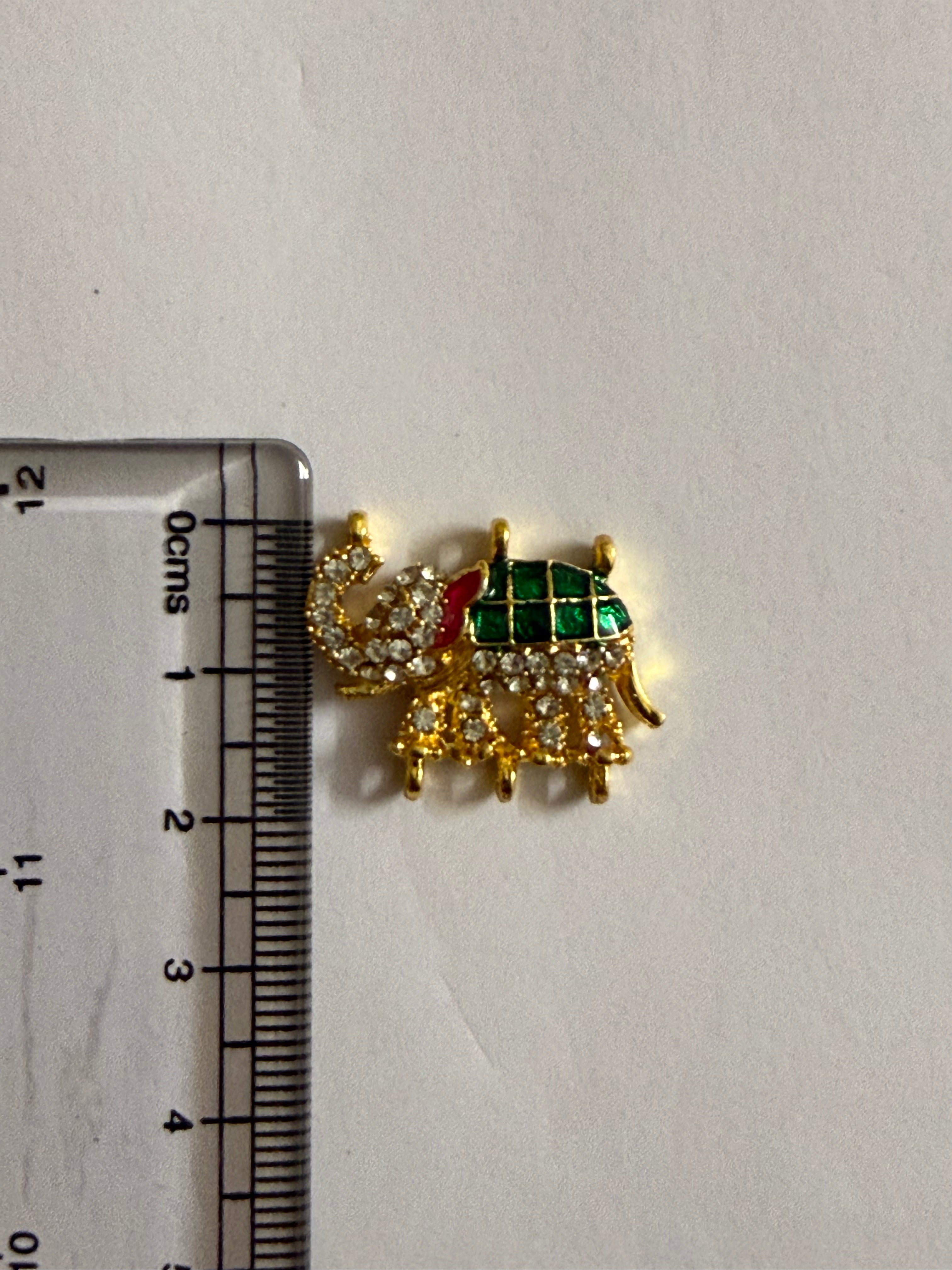 Green & Pink Elephant Meenakari with dimond Charm(CK023) - 2 Pcs