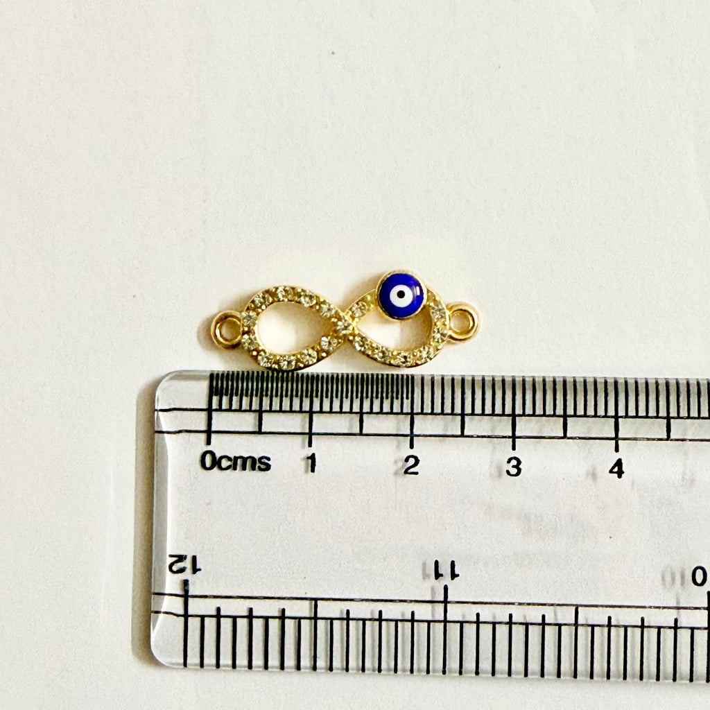 Infinity Evil eye diamond Gold charm(CK026) - 1 Pcs