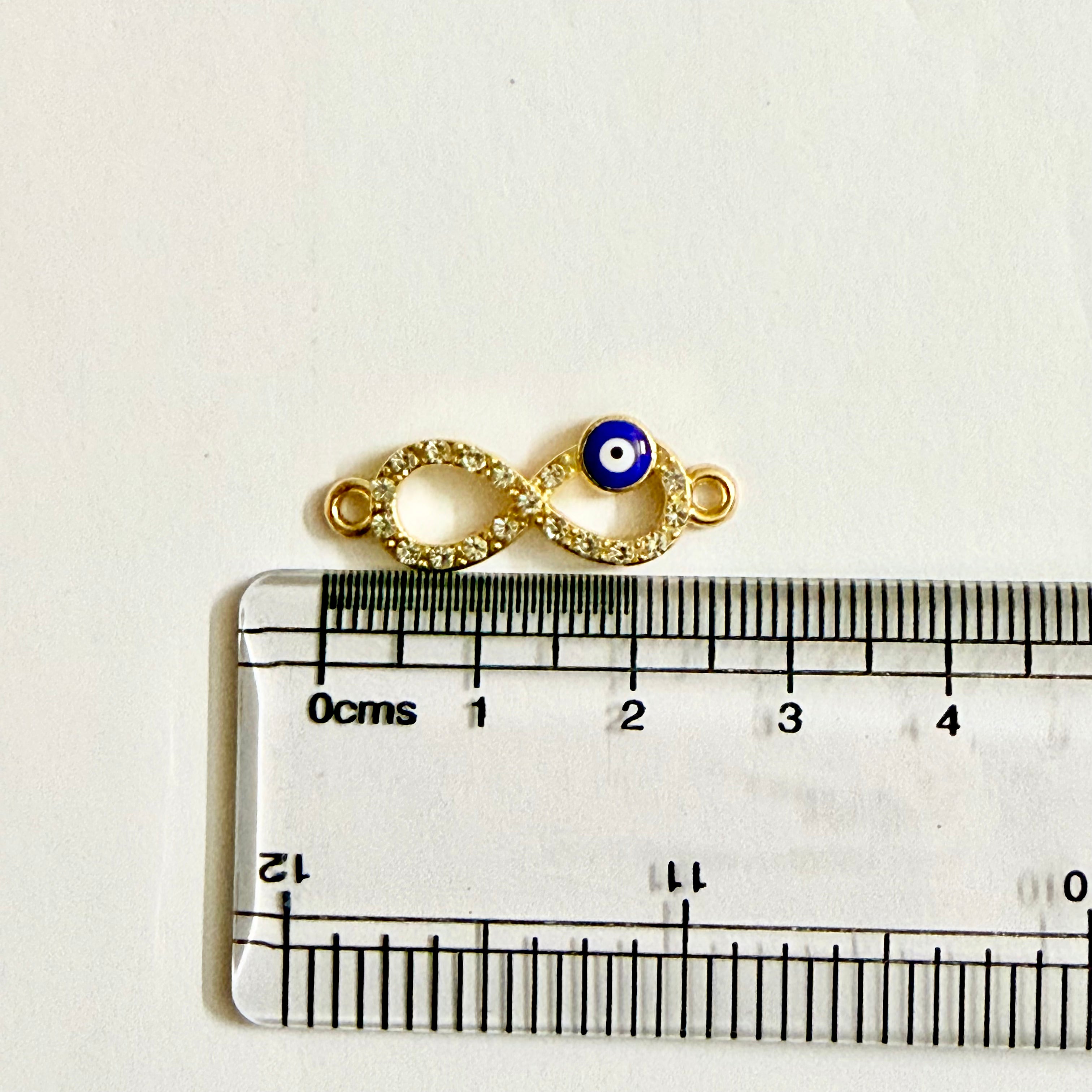 Infinity Evil eye diamond Gold charm(CK026) - 1 Pcs