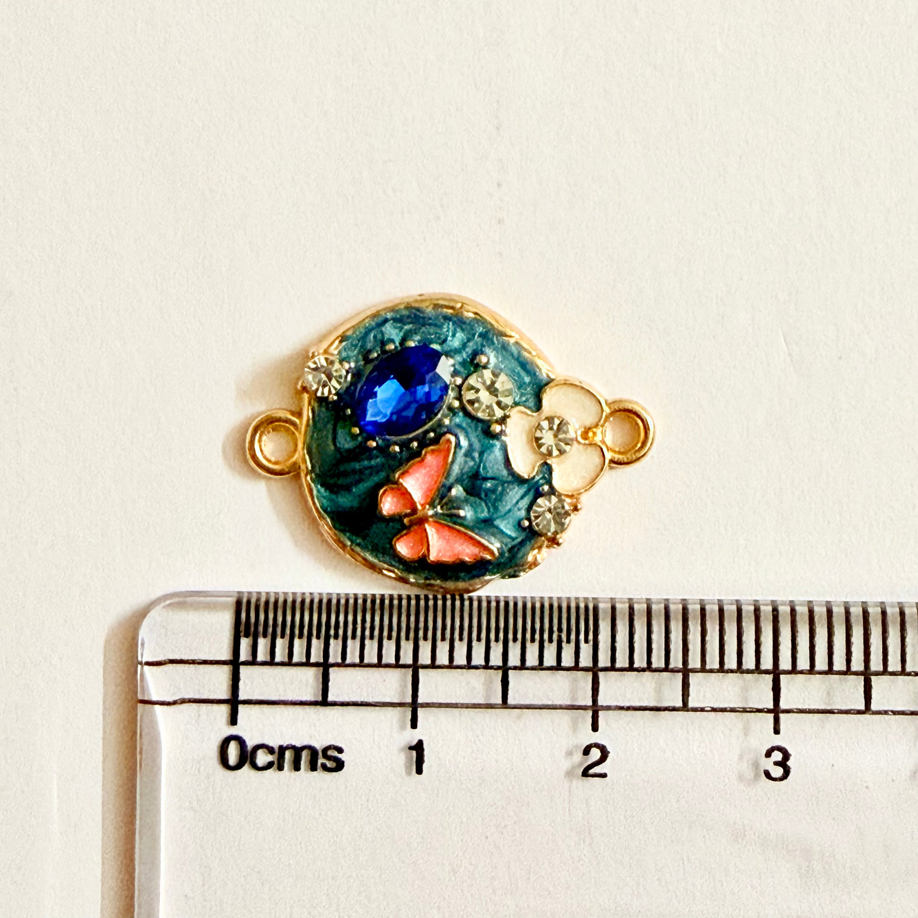 Blue Butterfly Enamel Rakhi Charm(CK027) - 1 Pcs