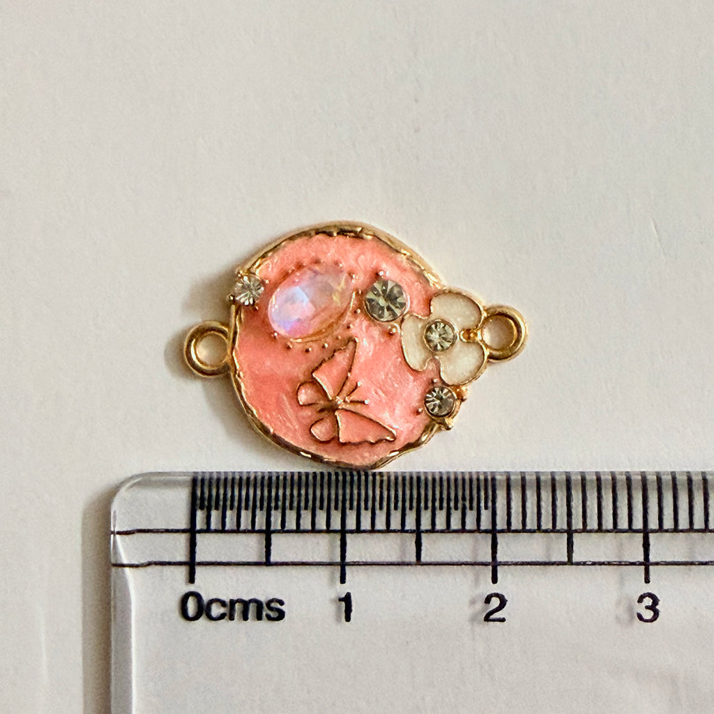 Pink Butterfly Enamel Rakhi Charm(CK028) - 1 Pcs