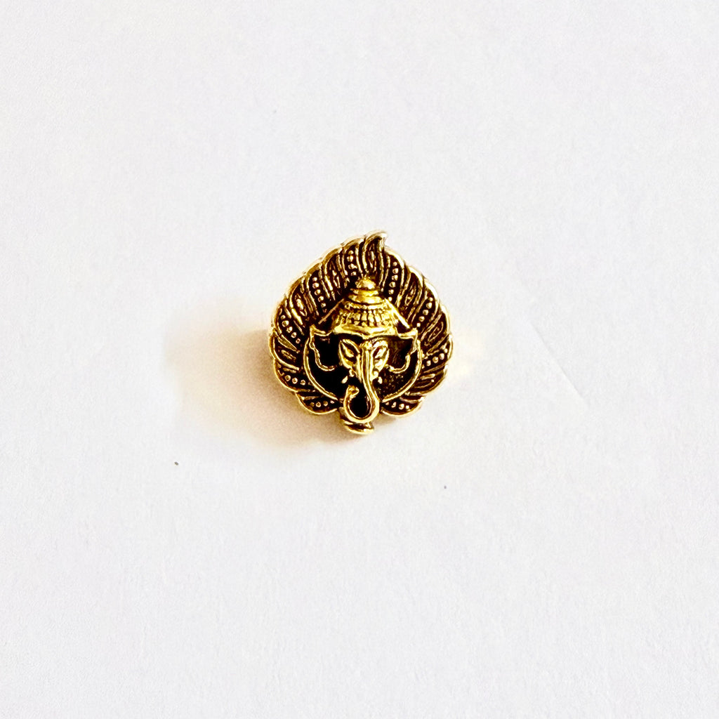 Ganesha with Leaf Rakhi Charm Metal Gold - TypeA (CK029) - 1 Pcs